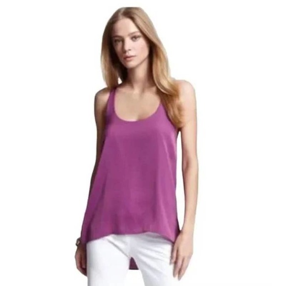 BCBG Maxazria Magenta Edita Twist Back High-Low Tank, M - Picture 1 of 6
